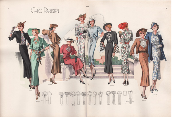 vintage paris fashion prints 1936